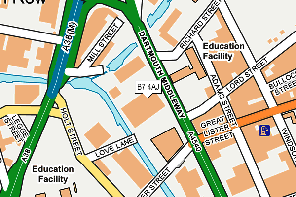 B7 4AJ map - OS OpenMap – Local (Ordnance Survey)