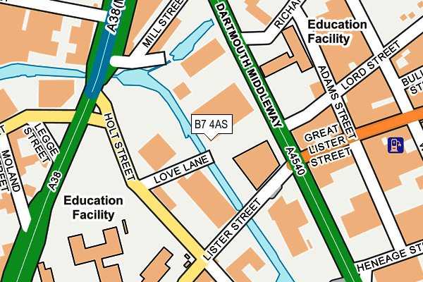 B7 4AS map - OS OpenMap – Local (Ordnance Survey)