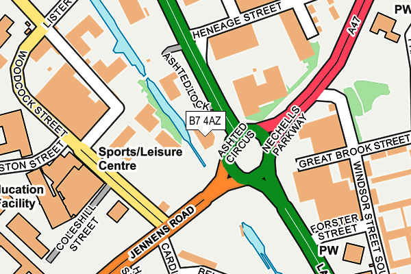 B7 4AZ map - OS OpenMap – Local (Ordnance Survey)