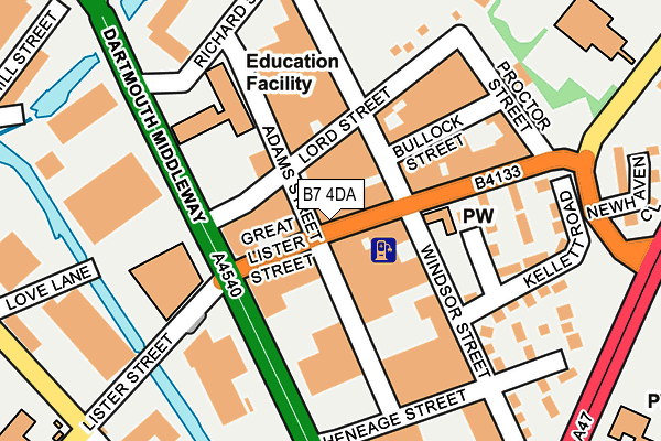 B7 4DA map - OS OpenMap – Local (Ordnance Survey)