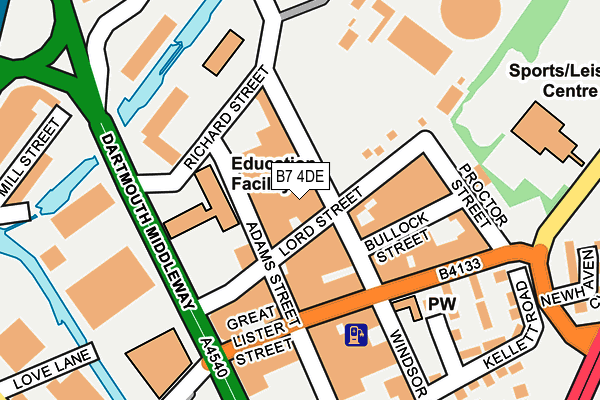 B7 4DE map - OS OpenMap – Local (Ordnance Survey)