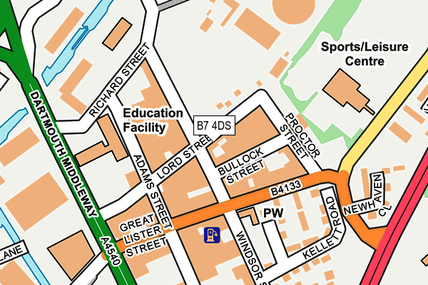 B7 4DS map - OS OpenMap – Local (Ordnance Survey)