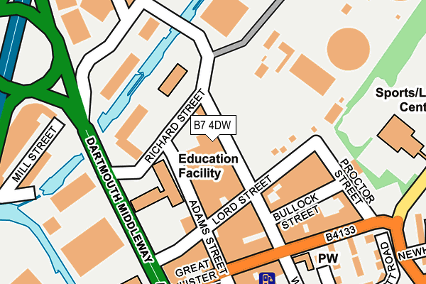 B7 4DW map - OS OpenMap – Local (Ordnance Survey)