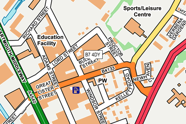 B7 4DY map - OS OpenMap – Local (Ordnance Survey)