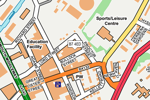 B7 4ED map - OS OpenMap – Local (Ordnance Survey)