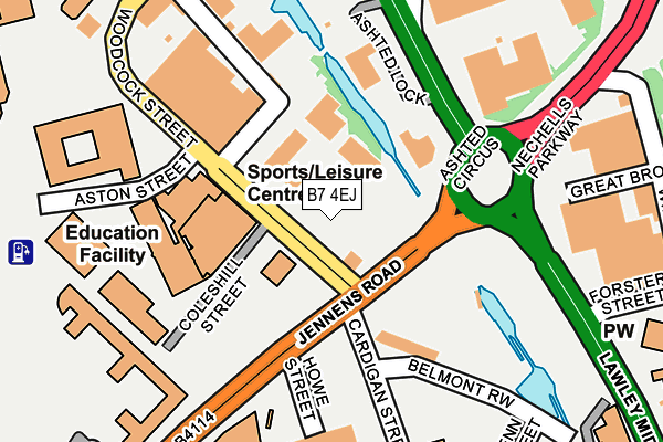B7 4EJ map - OS OpenMap – Local (Ordnance Survey)