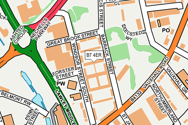 B7 4ER map - OS OpenMap – Local (Ordnance Survey)