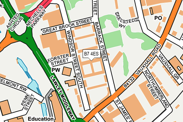 B7 4ES map - OS OpenMap – Local (Ordnance Survey)