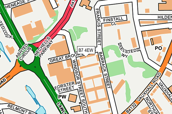 B7 4EW map - OS OpenMap – Local (Ordnance Survey)