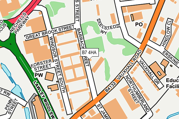 B7 4HA map - OS OpenMap – Local (Ordnance Survey)