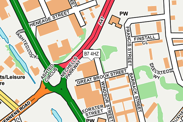 B7 4HZ map - OS OpenMap – Local (Ordnance Survey)