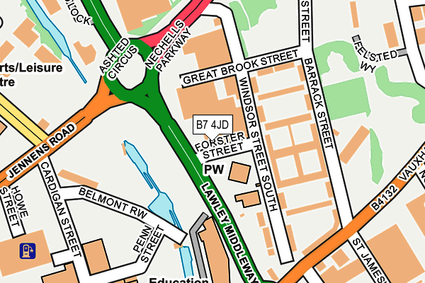 B7 4JD map - OS OpenMap – Local (Ordnance Survey)