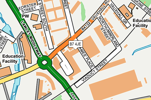 B7 4JE map - OS OpenMap – Local (Ordnance Survey)