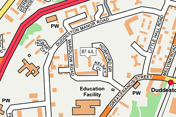 B7 4JL map - OS OpenMap – Local (Ordnance Survey)