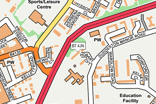 B7 4JN map - OS OpenMap – Local (Ordnance Survey)