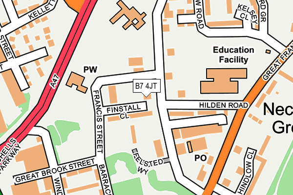 B7 4JT map - OS OpenMap – Local (Ordnance Survey)