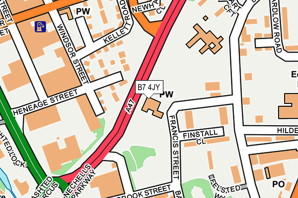 B7 4JY map - OS OpenMap – Local (Ordnance Survey)