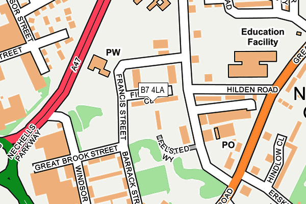 B7 4LA map - OS OpenMap – Local (Ordnance Survey)