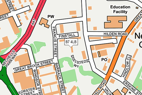 B7 4LB map - OS OpenMap – Local (Ordnance Survey)