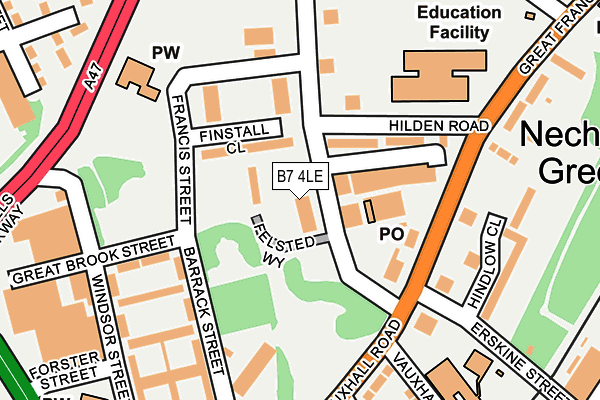 B7 4LE map - OS OpenMap – Local (Ordnance Survey)