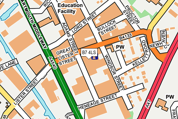 B7 4LS map - OS OpenMap – Local (Ordnance Survey)