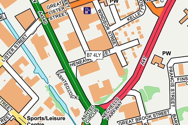 B7 4LY map - OS OpenMap – Local (Ordnance Survey)