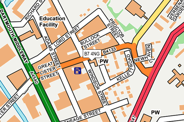 B7 4NG map - OS OpenMap – Local (Ordnance Survey)