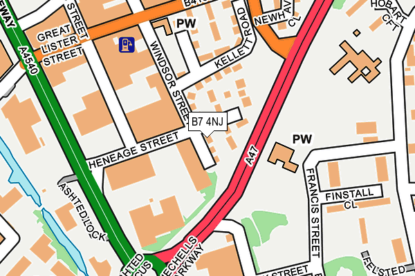 B7 4NJ map - OS OpenMap – Local (Ordnance Survey)