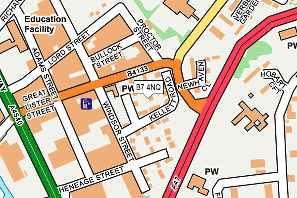 B7 4NQ map - OS OpenMap – Local (Ordnance Survey)