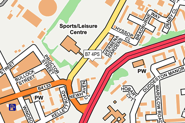 B7 4PS map - OS OpenMap – Local (Ordnance Survey)