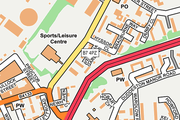 B7 4PZ map - OS OpenMap – Local (Ordnance Survey)