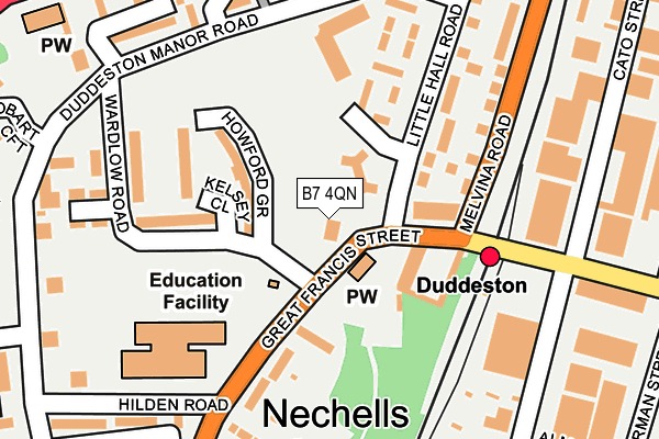 B7 4QN map - OS OpenMap – Local (Ordnance Survey)