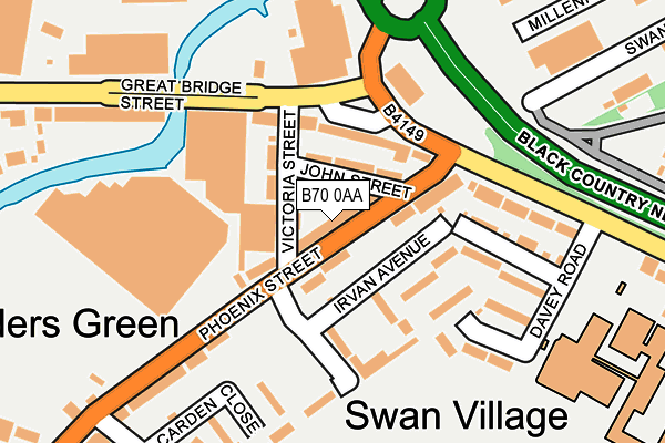 B70 0AA map - OS OpenMap – Local (Ordnance Survey)