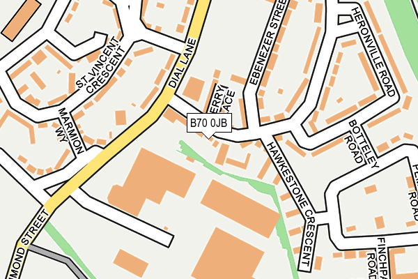 B70 0JB map - OS OpenMap – Local (Ordnance Survey)