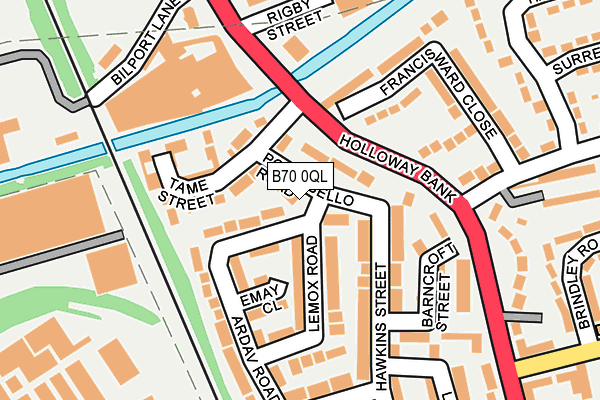 B70 0QL map - OS OpenMap – Local (Ordnance Survey)