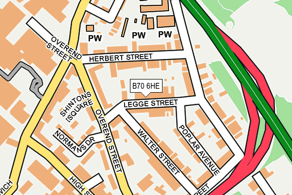 B70 6HE map - OS OpenMap – Local (Ordnance Survey)