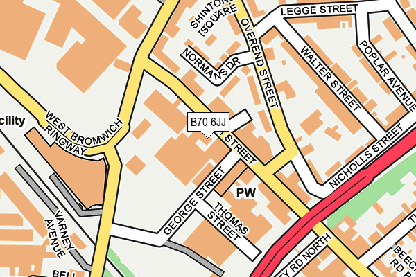 B70 6JJ map - OS OpenMap – Local (Ordnance Survey)