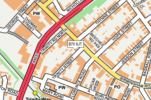 B70 6JT map - OS OpenMap – Local (Ordnance Survey)