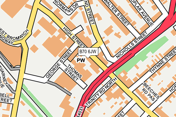 B70 6JW map - OS OpenMap – Local (Ordnance Survey)