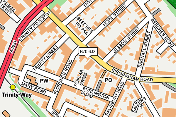 B70 6JX map - OS OpenMap – Local (Ordnance Survey)