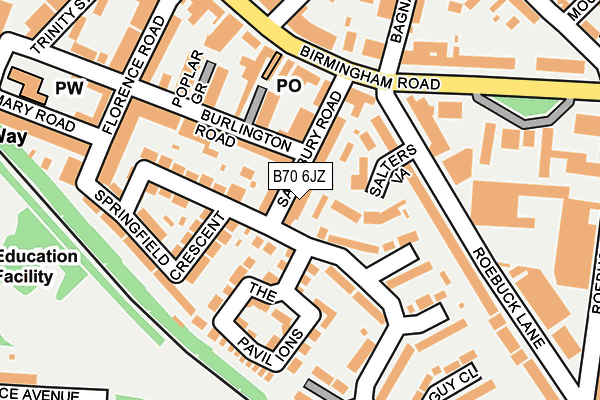 B70 6JZ map - OS OpenMap – Local (Ordnance Survey)