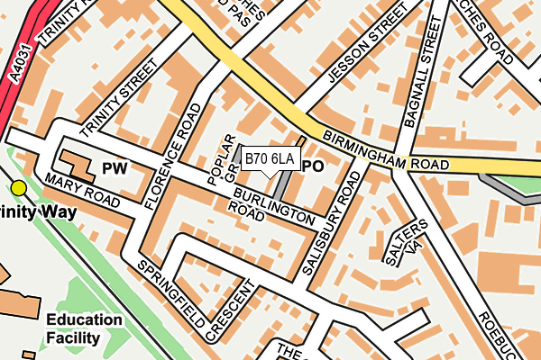 B70 6LA map - OS OpenMap – Local (Ordnance Survey)