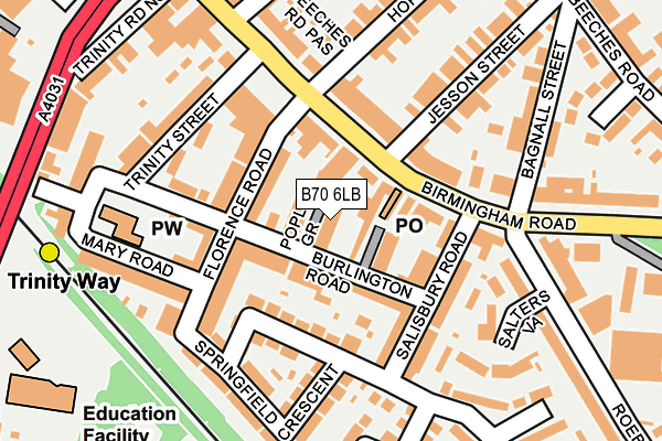 B70 6LB map - OS OpenMap – Local (Ordnance Survey)