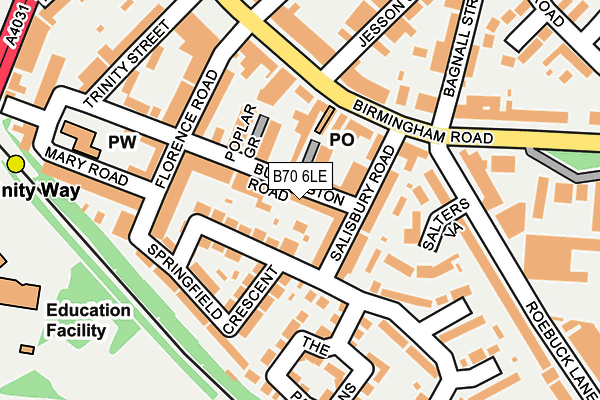 B70 6LE map - OS OpenMap – Local (Ordnance Survey)
