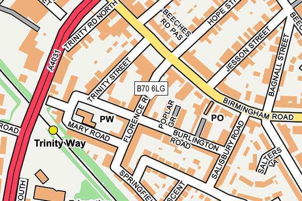 B70 6LG map - OS OpenMap – Local (Ordnance Survey)