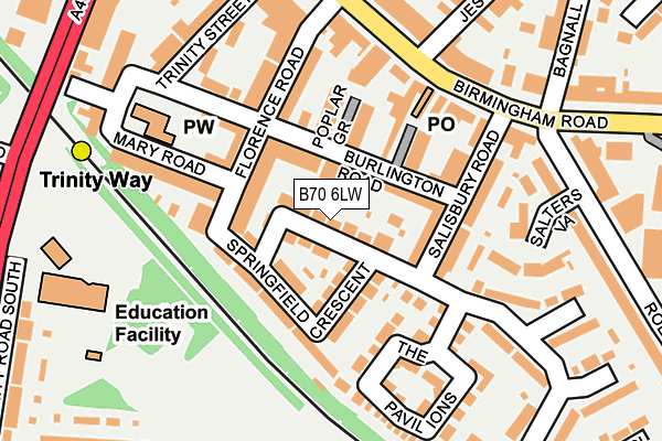 B70 6LW map - OS OpenMap – Local (Ordnance Survey)