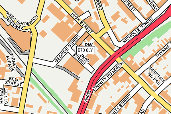 B70 6LY map - OS OpenMap – Local (Ordnance Survey)
