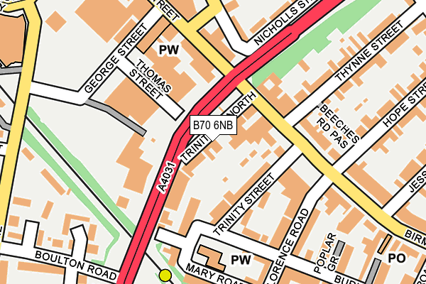 B70 6NB map - OS OpenMap – Local (Ordnance Survey)