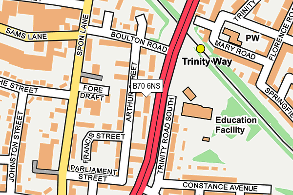 B70 6NS map - OS OpenMap – Local (Ordnance Survey)