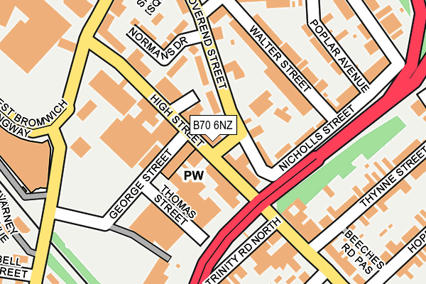 B70 6NZ map - OS OpenMap – Local (Ordnance Survey)